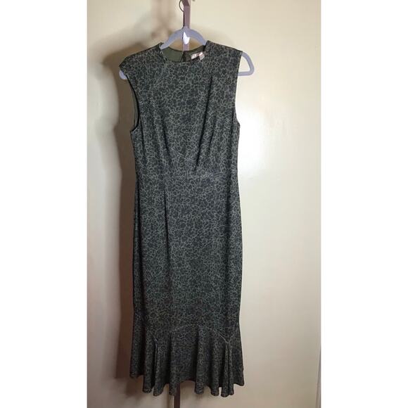 Hutch Women Kari Midi Dress Sz. Med Green Cheetah Print Slinky Sexy Sleeveless - Picture 3 of 12